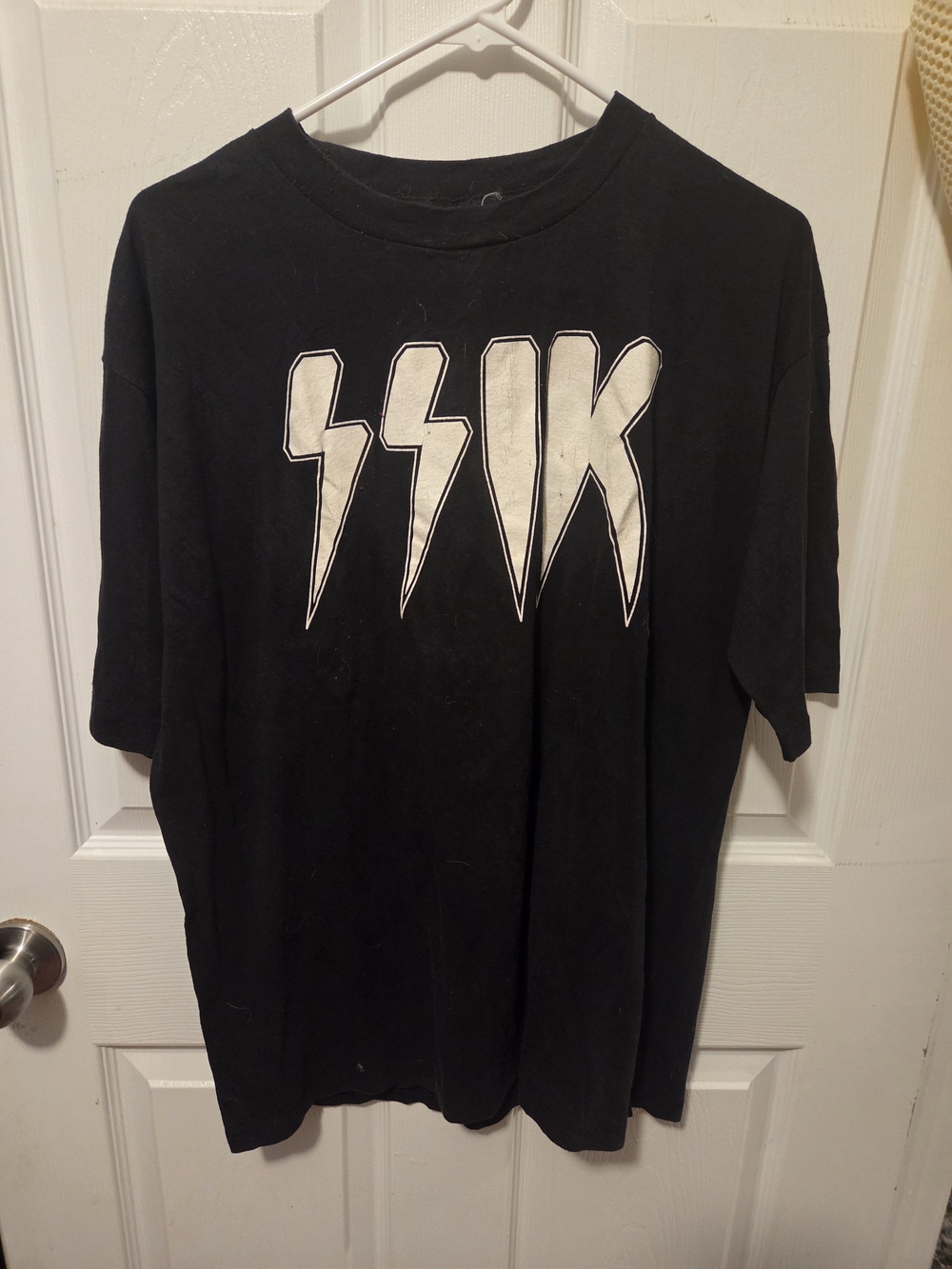 Kids Black Graphic Tee with White Lightning Lettering